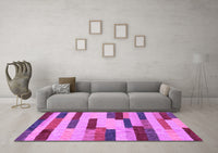 Machine Washable Abstract Purple Contemporary Rug, wshcon1576pur