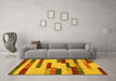 Machine Washable Abstract Yellow Contemporary Rug in a Living Room, wshcon1576yw