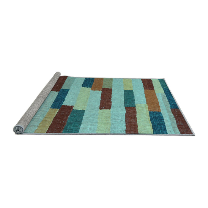 Sideview of Machine Washable Abstract Light Blue Contemporary Rug, wshcon1576lblu