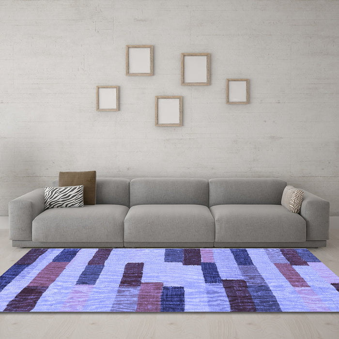 Machine Washable Abstract Blue Contemporary Rug in a Living Room, wshcon1576blu