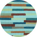 Round Machine Washable Abstract Light Blue Contemporary Rug, wshcon1576lblu