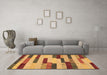 Machine Washable Abstract Brown Contemporary Rug in a Living Room,, wshcon1576brn