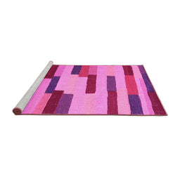 Sideview of Machine Washable Abstract Pink Contemporary Rug, wshcon1576pnk