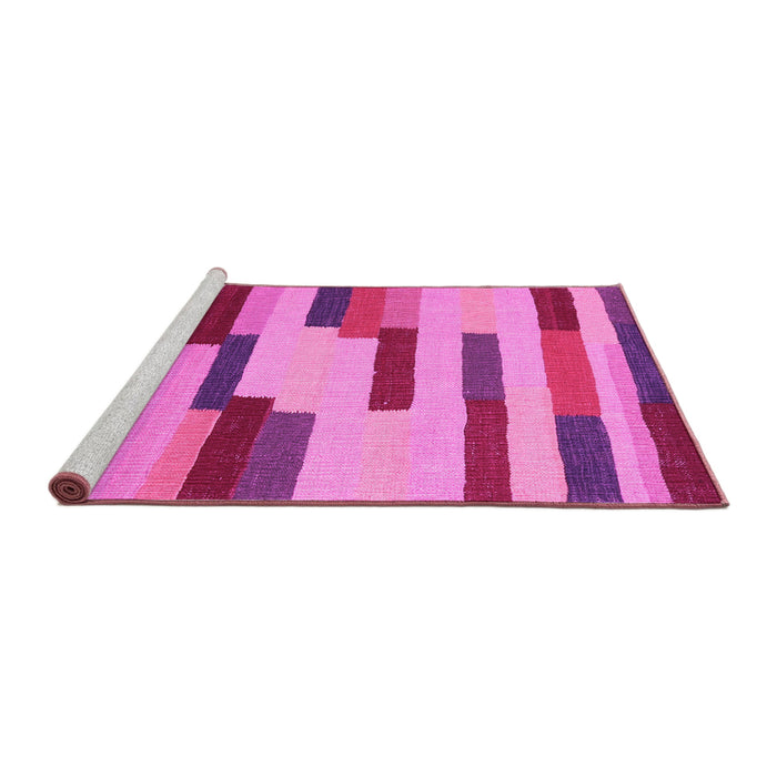 Sideview of Machine Washable Abstract Pink Contemporary Rug, wshcon1576pnk