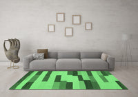 Machine Washable Abstract Emerald Green Contemporary Rug, wshcon1576emgrn