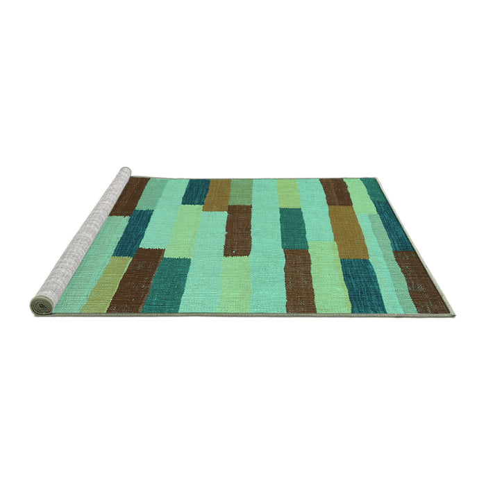 Sideview of Machine Washable Abstract Turquoise Contemporary Area Rugs, wshcon1576turq