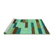 Sideview of Machine Washable Abstract Turquoise Contemporary Area Rugs, wshcon1576turq