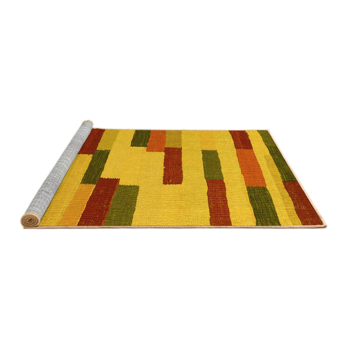 Sideview of Machine Washable Abstract Yellow Contemporary Rug, wshcon1576yw