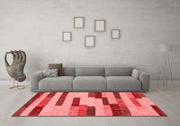 Machine Washable Abstract Red Contemporary Rug, wshcon1576red