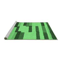Sideview of Machine Washable Abstract Emerald Green Contemporary Area Rugs, wshcon1576emgrn