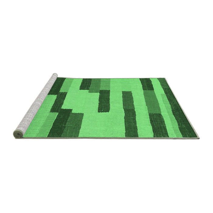Sideview of Machine Washable Abstract Emerald Green Contemporary Area Rugs, wshcon1576emgrn