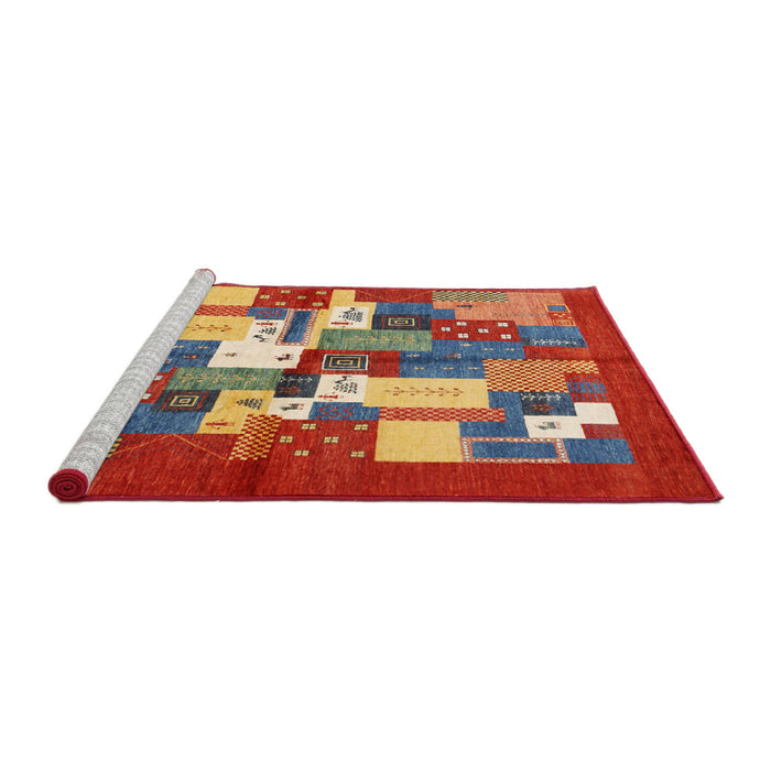 Serging Thickness of Machine Washable Contemporary Red Rug, wshcon1577