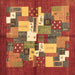 Square Abstract Brown Contemporary Rug, con1577brn