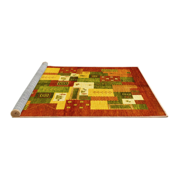 Sideview of Machine Washable Abstract Yellow Contemporary Rug, wshcon1577yw