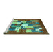 Sideview of Machine Washable Abstract Turquoise Contemporary Area Rugs, wshcon1577turq