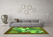 Machine Washable Abstract Green Contemporary Area Rugs in a Living Room,, wshcon1577grn