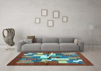 Machine Washable Abstract Light Blue Contemporary Rug, wshcon1577lblu