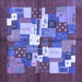 Square Abstract Blue Contemporary Rug, con1577blu