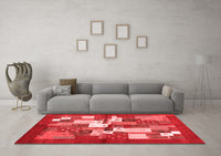 Machine Washable Abstract Red Contemporary Rug, wshcon1577red