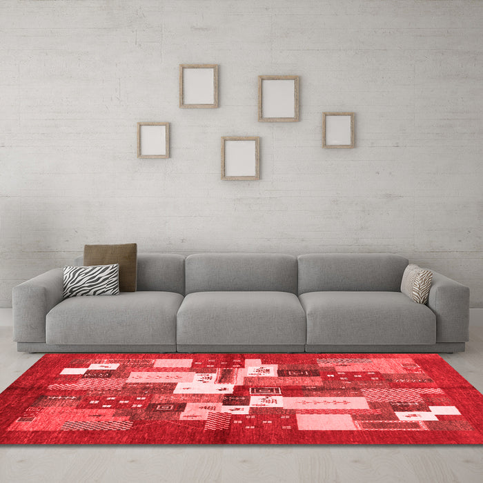 Contemporary Red Washable Rugs