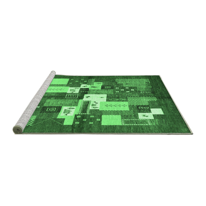 Sideview of Machine Washable Abstract Emerald Green Contemporary Area Rugs, wshcon1577emgrn