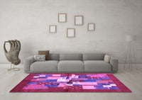 Machine Washable Abstract Purple Contemporary Rug, wshcon1577pur