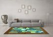 Machine Washable Abstract Turquoise Contemporary Area Rugs in a Living Room,, wshcon1577turq