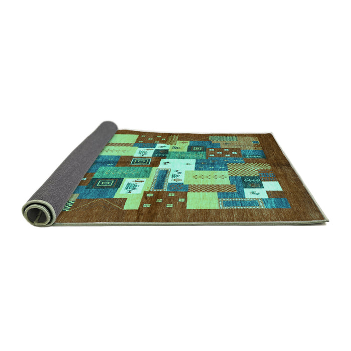 Sideview of Abstract Turquoise Contemporary Rug, con1577turq