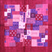 Square Machine Washable Abstract Pink Contemporary Rug, wshcon1577pnk