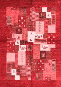 Abstract Red Contemporary Rug, con1577red