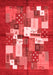 Abstract Red Contemporary Area Rugs