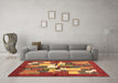 Machine Washable Abstract Brown Contemporary Rug in a Living Room,, wshcon1577brn