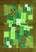 Serging Thickness of Machine Washable Abstract Green Contemporary Area Rugs, wshcon1577grn