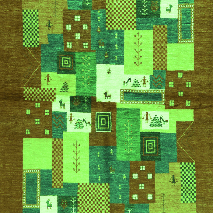 Serging Thickness of Machine Washable Abstract Green Contemporary Area Rugs, wshcon1577grn