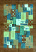 Machine Washable Abstract Turquoise Contemporary Area Rugs, wshcon1577turq