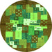 Square Abstract Green Contemporary Rug, con1577grn