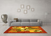 Machine Washable Abstract Yellow Contemporary Rug in a Living Room, wshcon1577yw