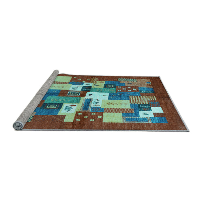 Sideview of Machine Washable Abstract Light Blue Contemporary Rug, wshcon1577lblu