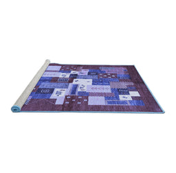 Sideview of Machine Washable Abstract Blue Contemporary Rug, wshcon1577blu