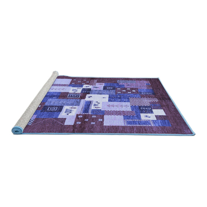 Sideview of Machine Washable Abstract Blue Contemporary Rug, wshcon1577blu