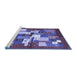 Sideview of Machine Washable Abstract Blue Contemporary Rug, wshcon1577blu