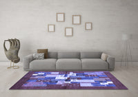 Machine Washable Abstract Blue Contemporary Rug, wshcon1577blu