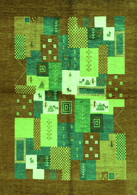 Abstract Green Contemporary Rug, con1577grn