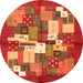 Square Abstract Orange Contemporary Rug, con1577org