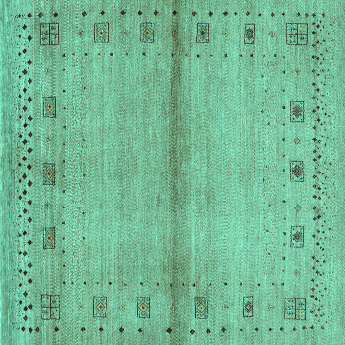Square Abstract Turquoise Contemporary Rug, con1578turq