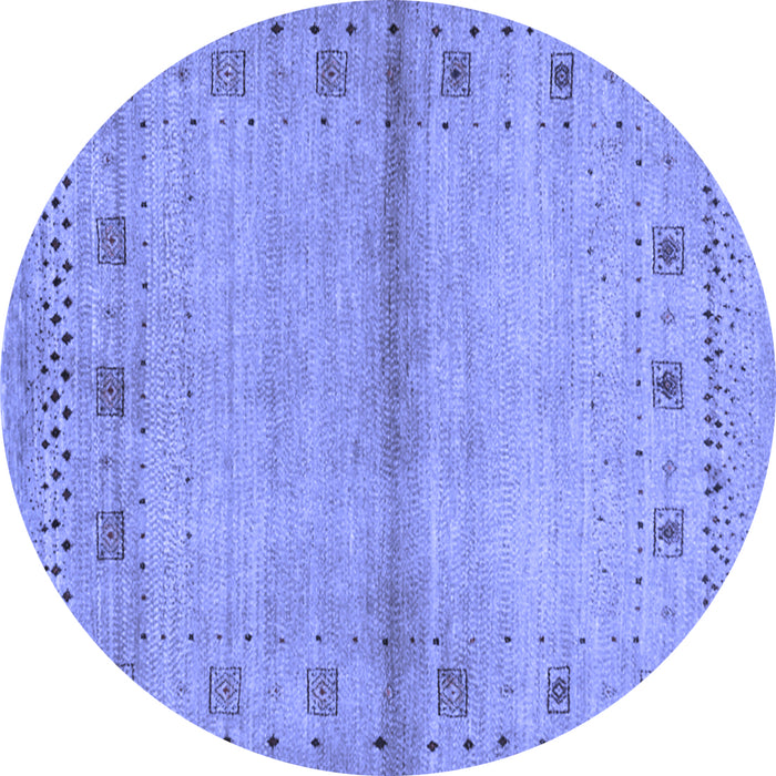Round Abstract Blue Contemporary Rug, con1578blu