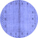 Round Abstract Blue Contemporary Rug, con1578blu