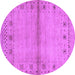 Round Machine Washable Abstract Purple Contemporary Area Rugs, wshcon1578pur