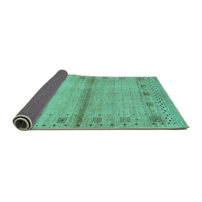 Sideview of Abstract Turquoise Contemporary Rug, con1578turq