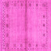 Square Machine Washable Abstract Pink Contemporary Rug, wshcon1578pnk